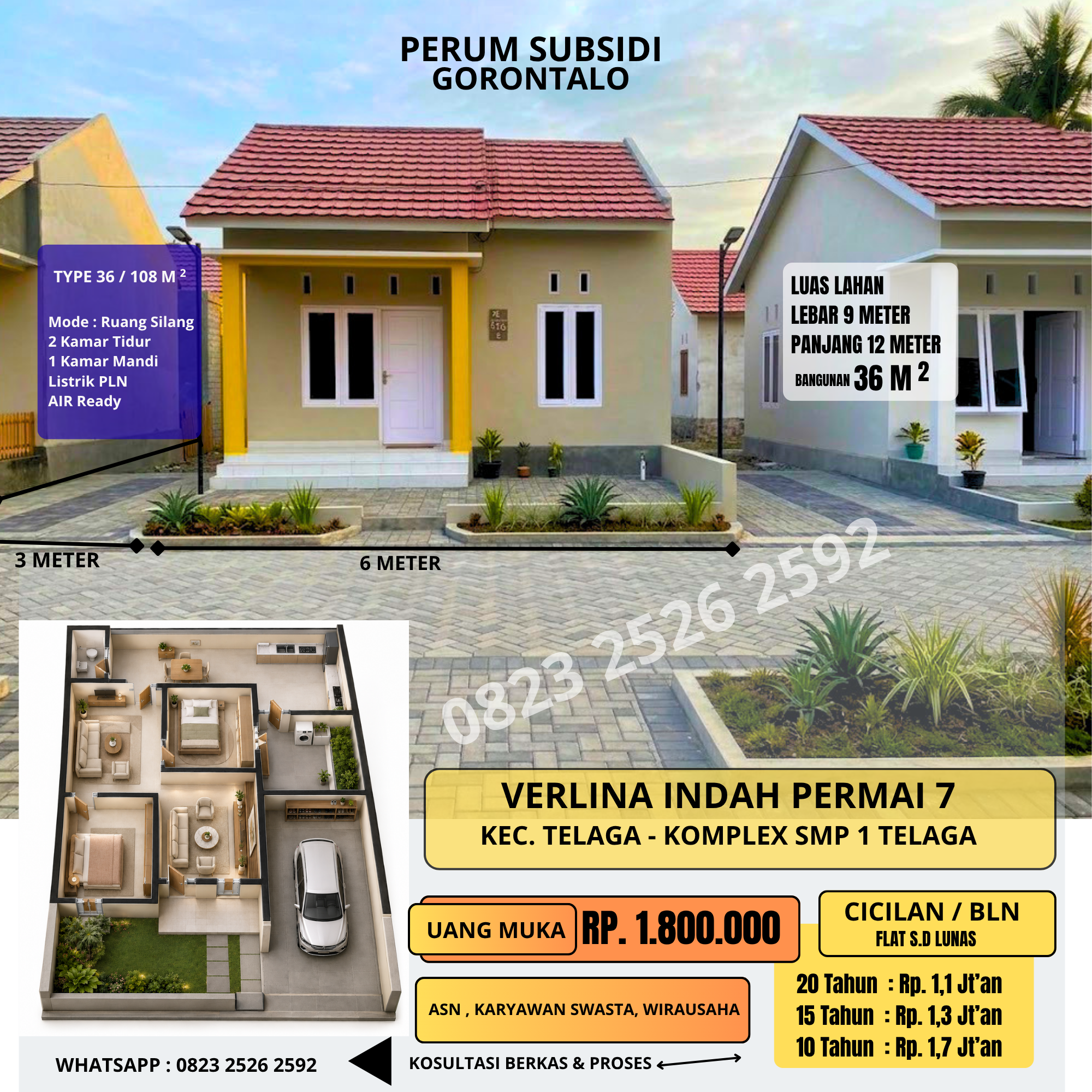 Rumah subsidi tipe 36 di Verlina Indah Permai 7